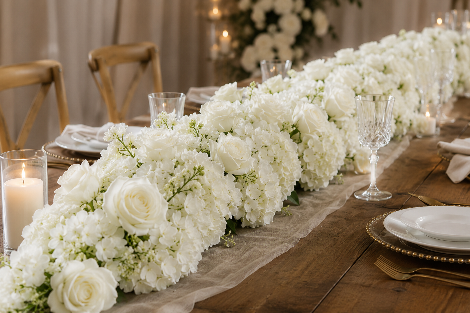 🌸Guirlande Florale Prestige 2,2 m – Décoration de Mariage et Événements