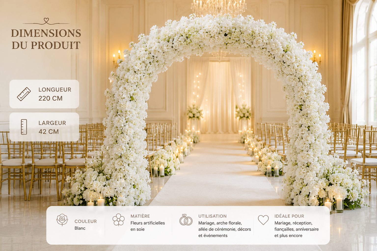 🌸Guirlande Florale Prestige 2,2 m – Décoration de Mariage et Événements