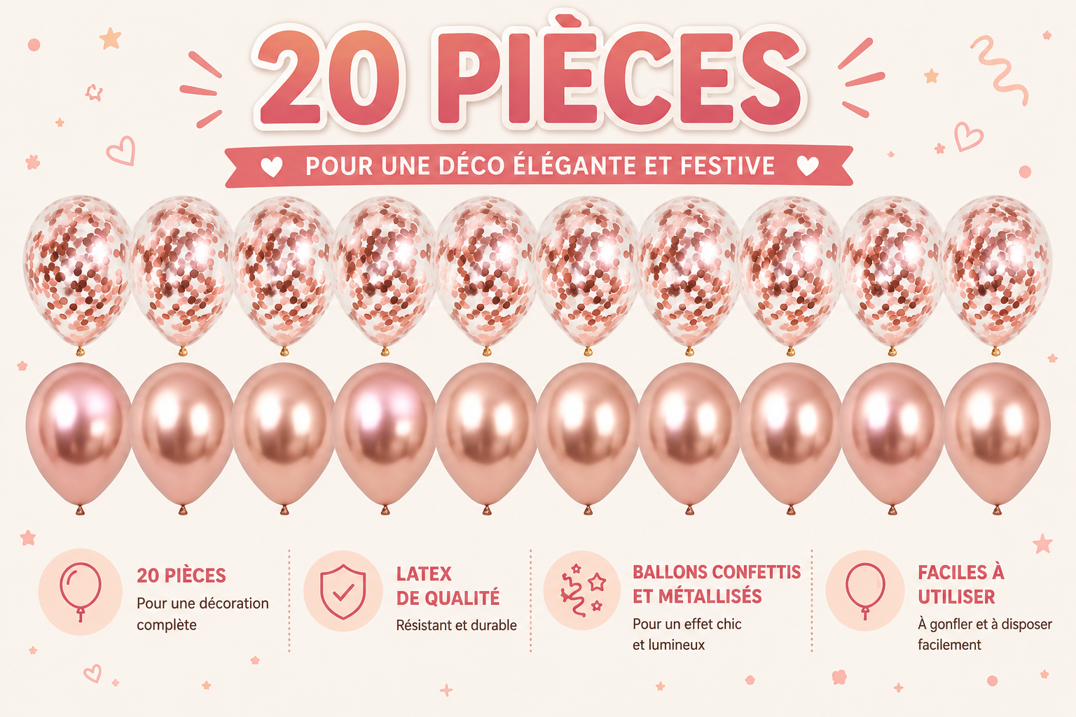 🎈20 Ballons Décoration de Fête Élégante