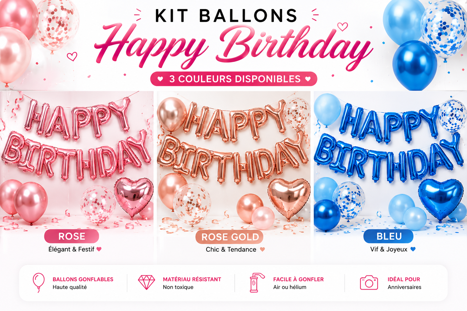 ✨ Kit de Ballons Happy Birthday
