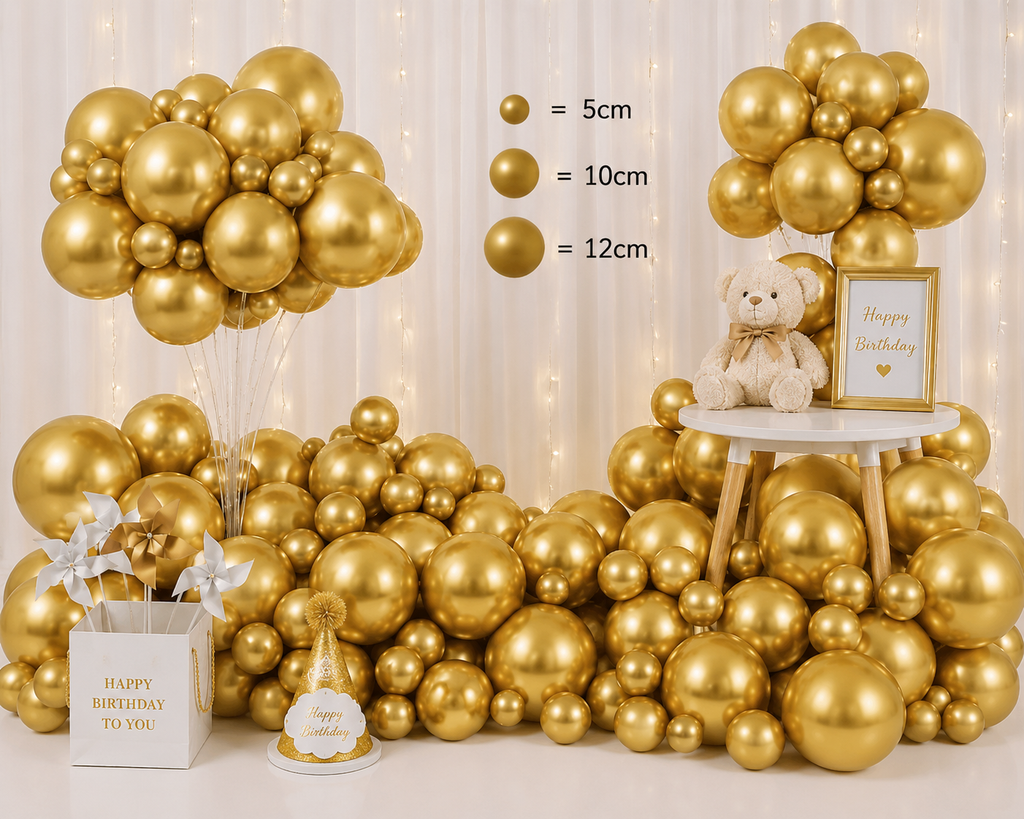 ✨ Ballons Métalliques Dorés – Lot de Décoration