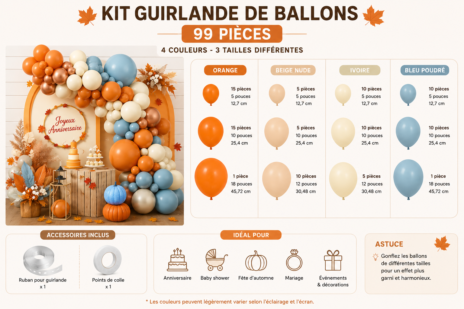 🎈 Kit Arche de Ballons– Décoration de Fête