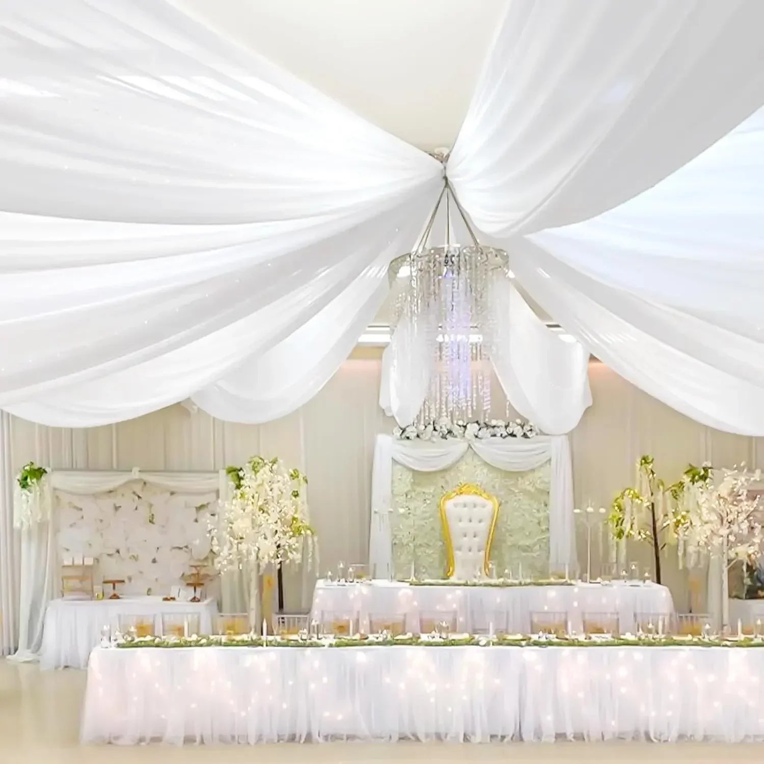 🤍 Voilage de Mariage Élégant pour Arche & Décoration