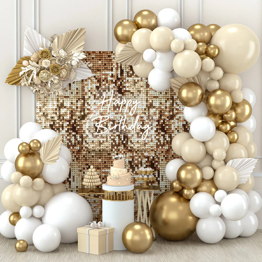 🤍✨ Kit Arche de Ballons Blanc et Or