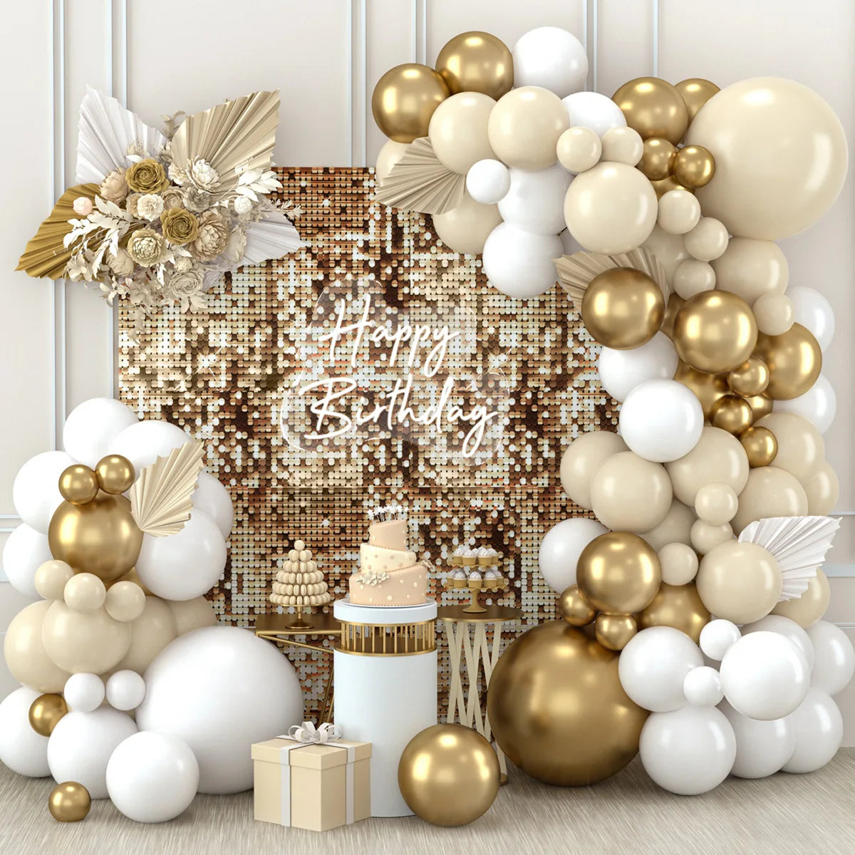 🤍✨ Kit Arche de Ballons Blanc et Or