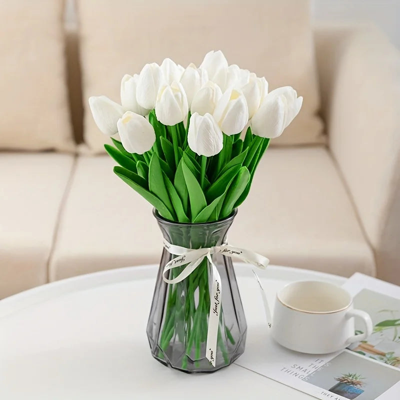 🌷 Lot de 10 Tulipes Blanches Artificielles