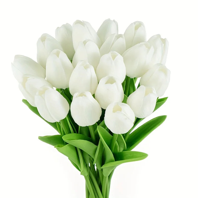 🌷 Lot de 10 Tulipes Blanches Artificielles