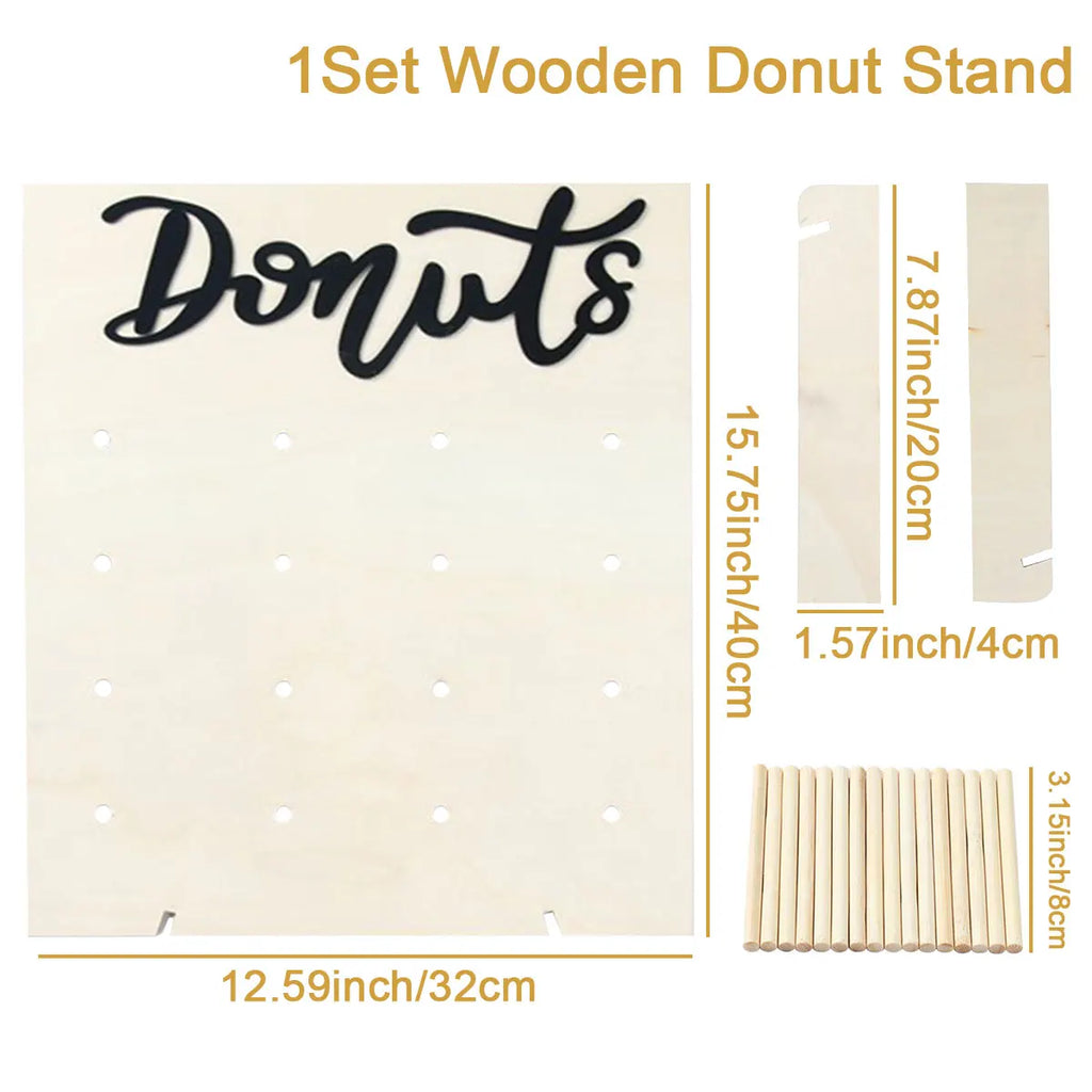 Présentoir à Donuts en Bois pour Mariage et Événements