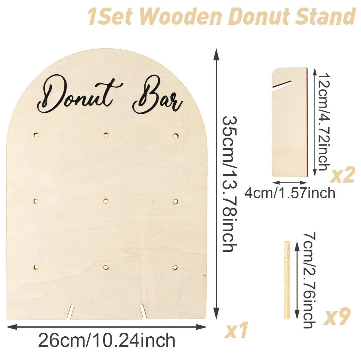 Présentoir à Donuts en Bois pour Mariage et Événements