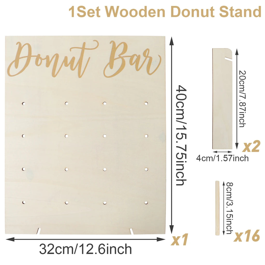 Présentoir à Donuts en Bois pour Mariage et Événements