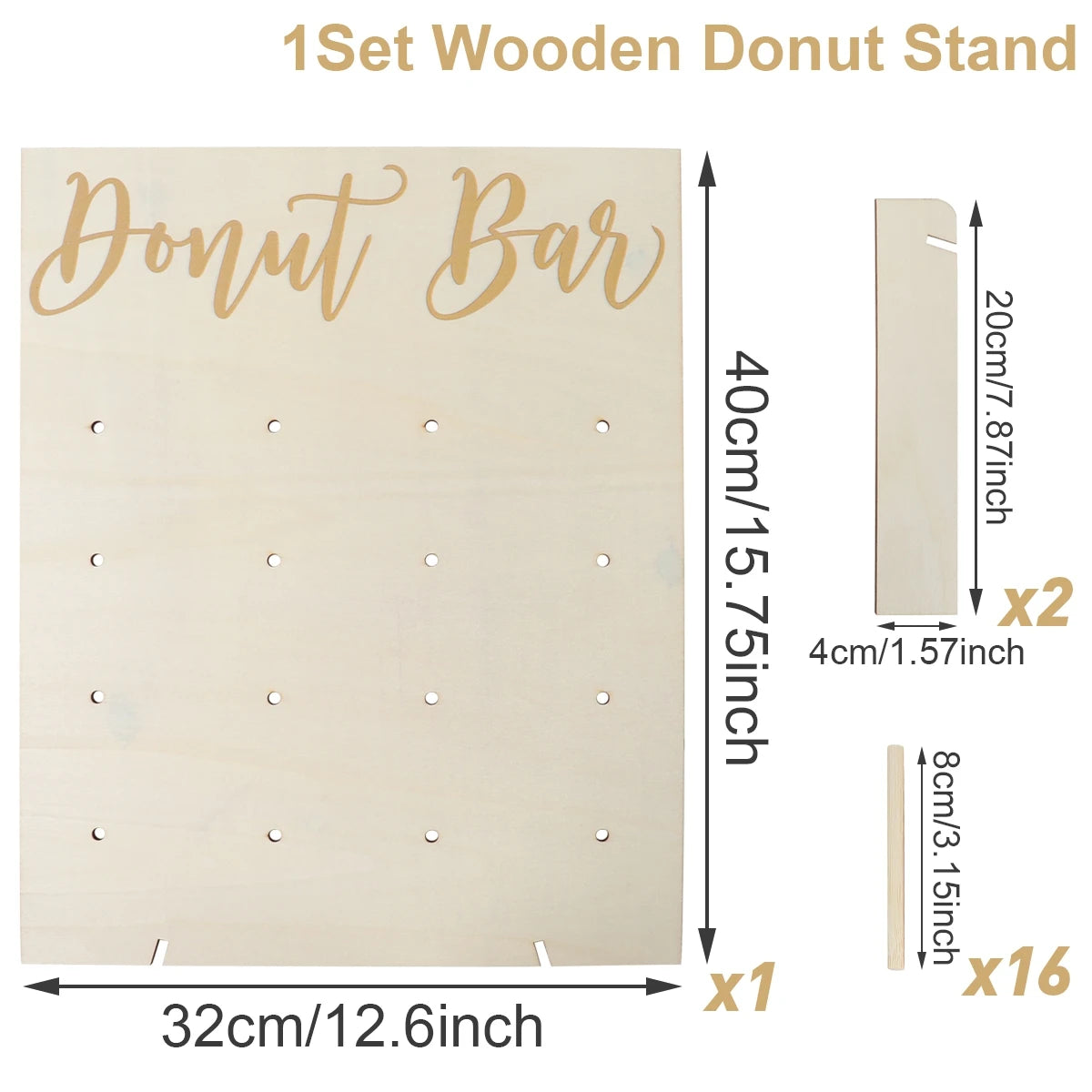 Présentoir à Donuts en Bois pour Mariage et Événements
