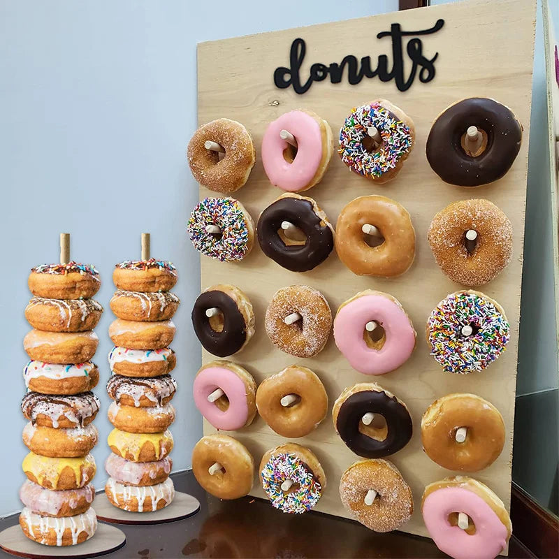 Présentoir à Donuts en Bois pour Mariage et Événements